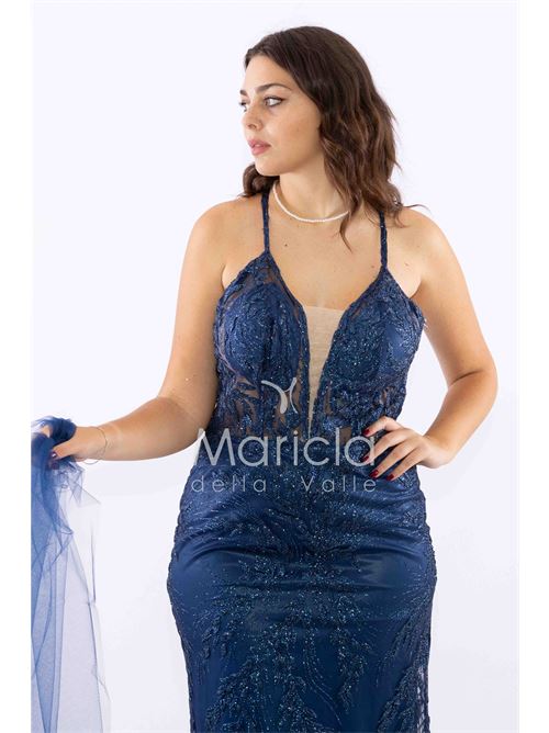 abito lungo intrecciato dietro MARICLA ELEGANCE | FI7522BLU